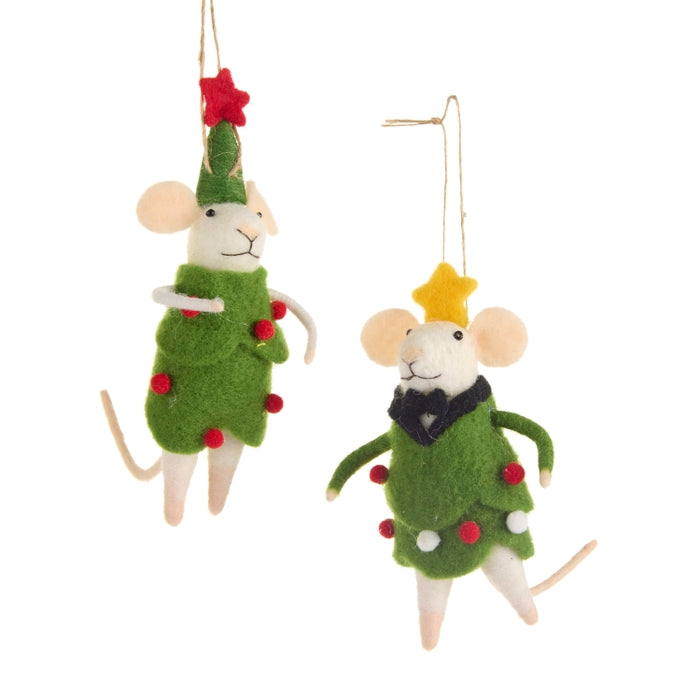 6" Tree Mice Ornament