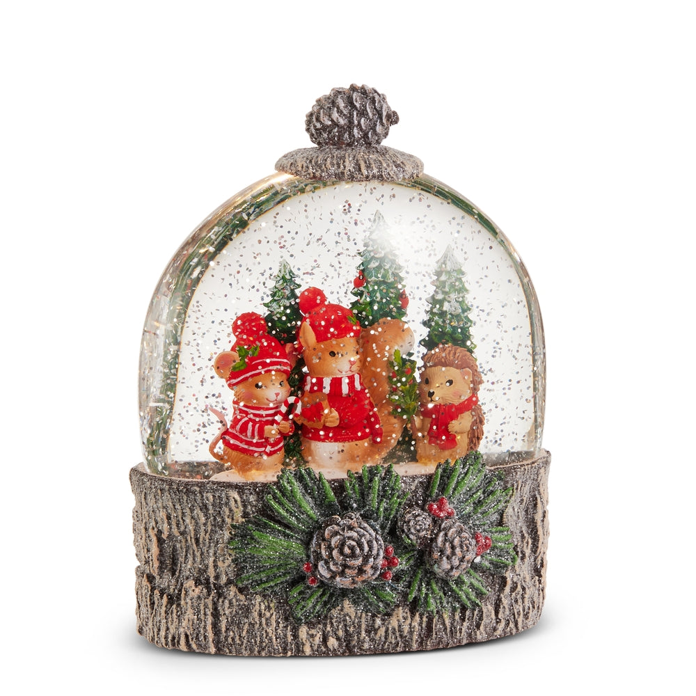 7.75" Cozy Critter Christmas Lighted Water Globe