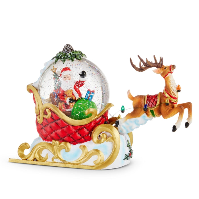 12" Animated Santa and Reindeer Water Globe