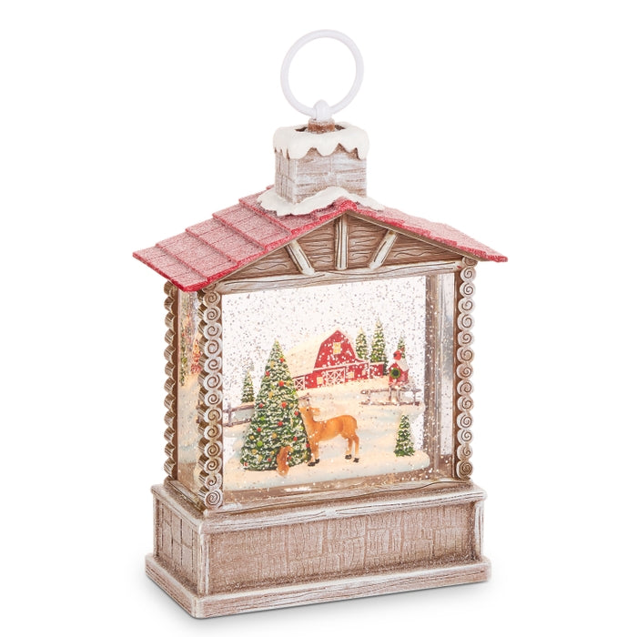 10.25" Country Christmas Lighted Water Cabin