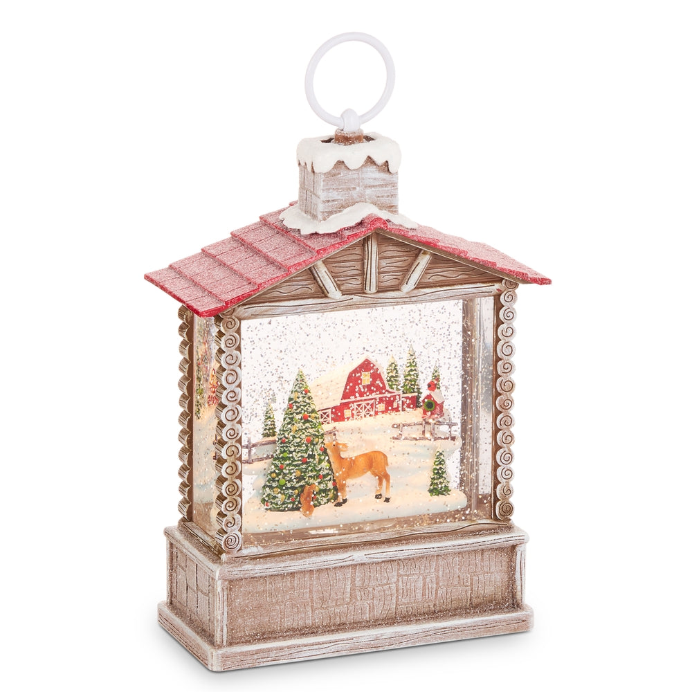 10.25" Country Christmas Lighted Water Cabin