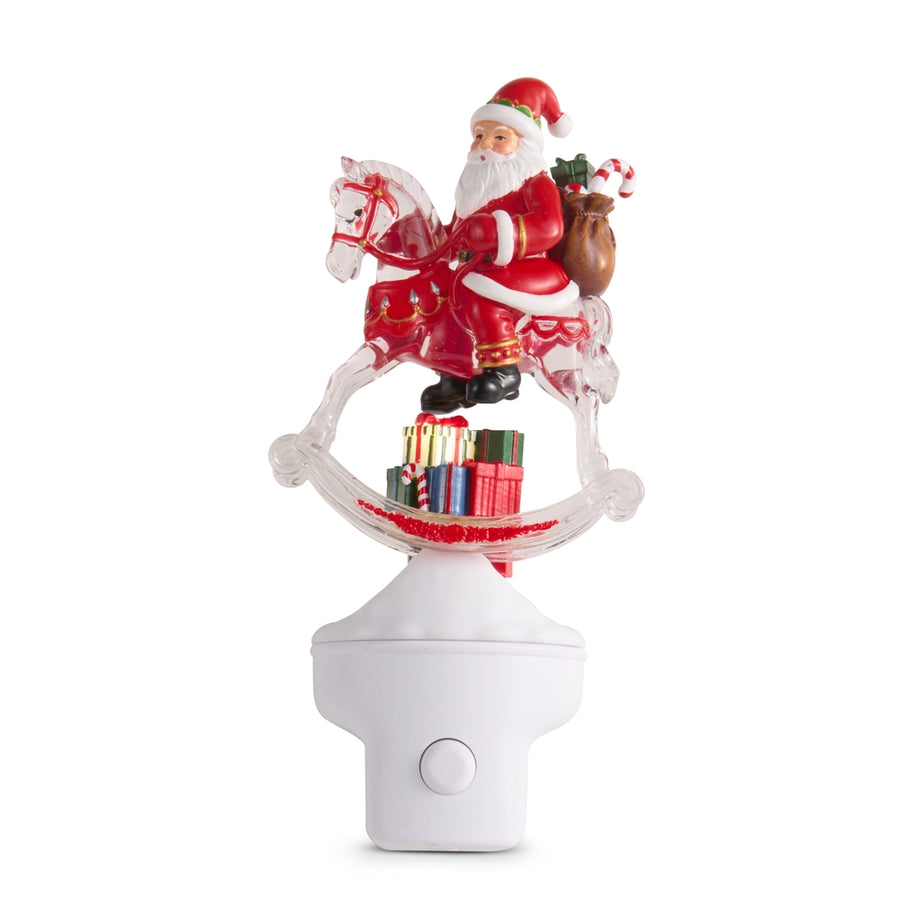 7" Animated Santa on Rocking Horse Night Light in Multicolor