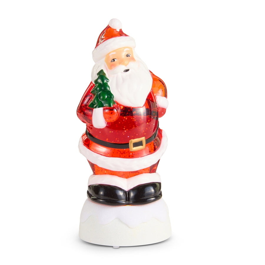 10" Lighted Swirling Glitter Red Santa