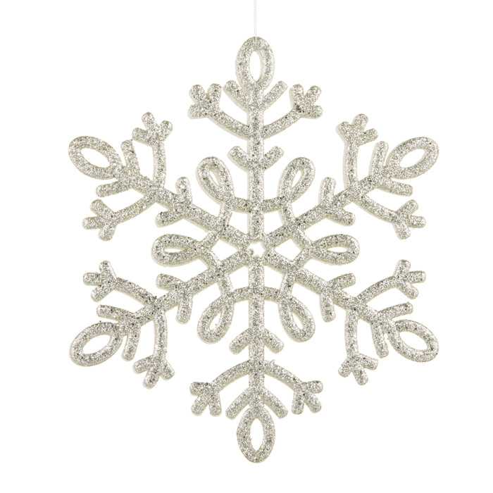 11.75" Silver and White Glitter Snowflake Ornament