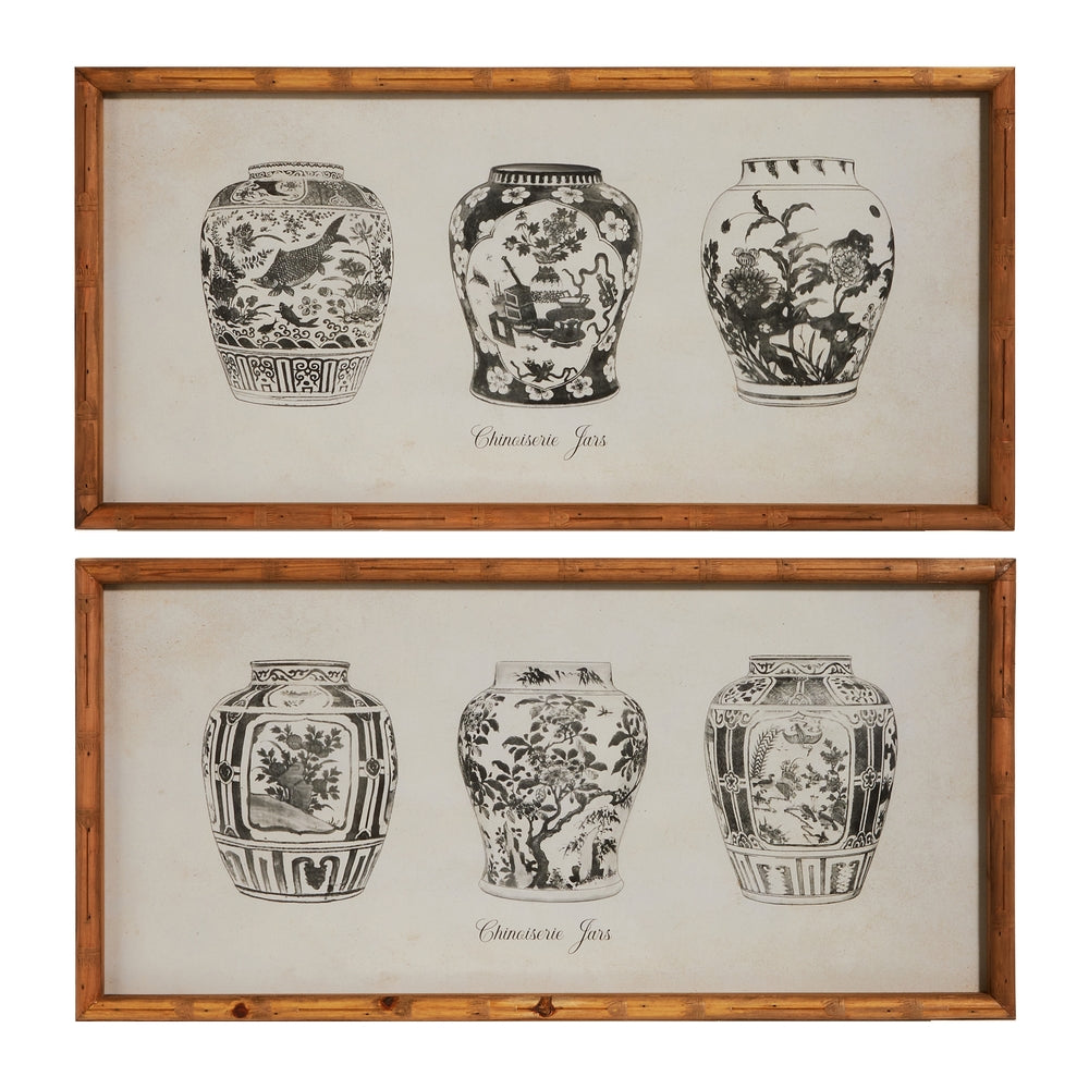 27.5" Black Ginger Jar Framed Wall Art