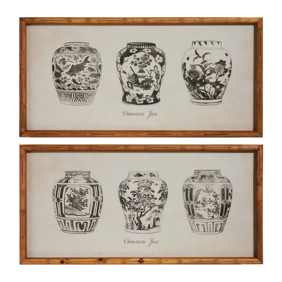 27.5" Black Ginger Jar Framed Wall Art