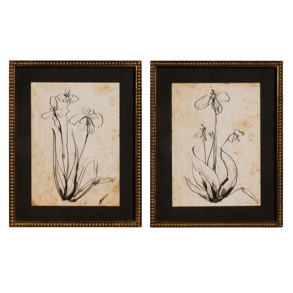 19.5" Floral Line Art Framed Print