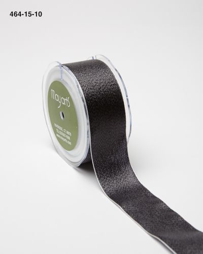 1.5 Inch Faux Metallic Glitter Ribbon with Woven Edge – 464-15-10 Black