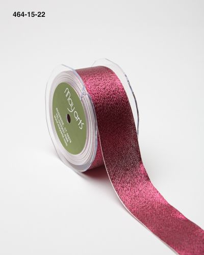 1.5 Inch Faux Metallic Glitter Ribbon with Woven Edge – 464-15-22 Hot Pink
