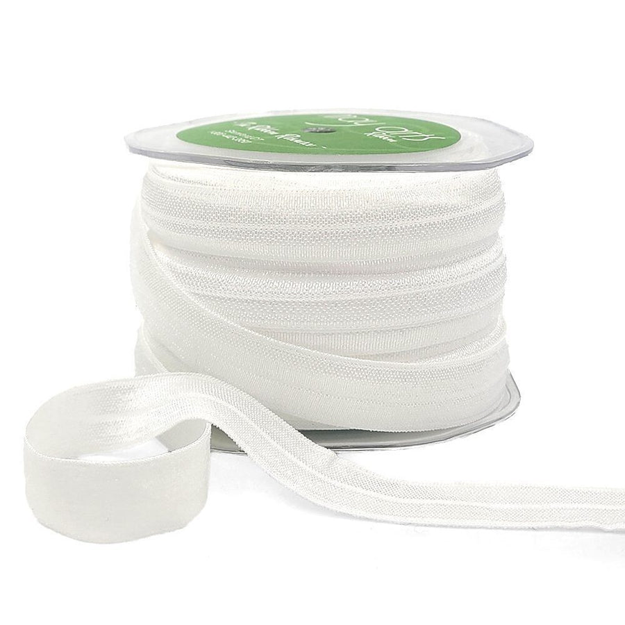 5/8 Inch Flat Fold Over Elastic – 465-58-01 White