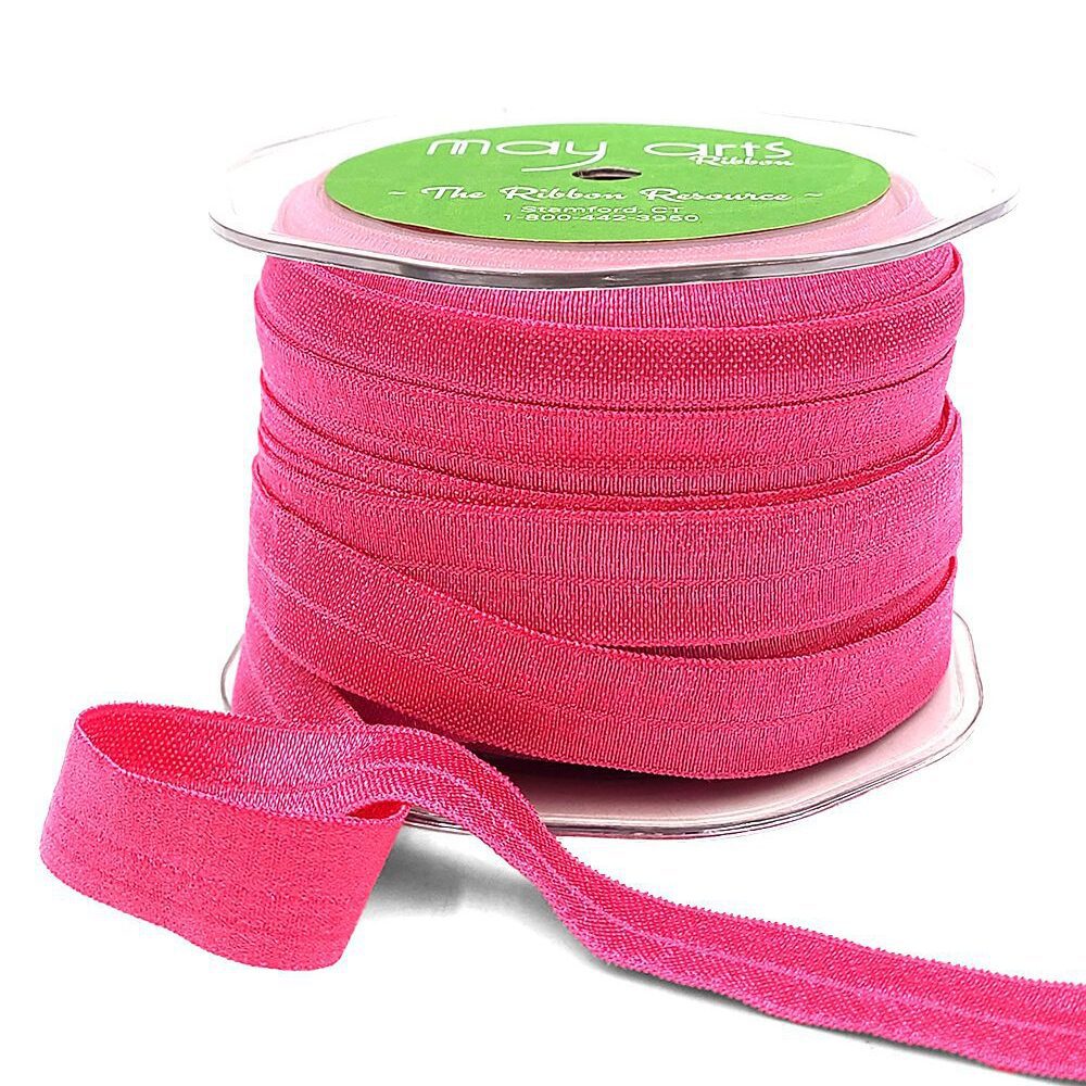 5/8 Inch Flat Fold Over Elastic – 465-58-22 Hot Pink