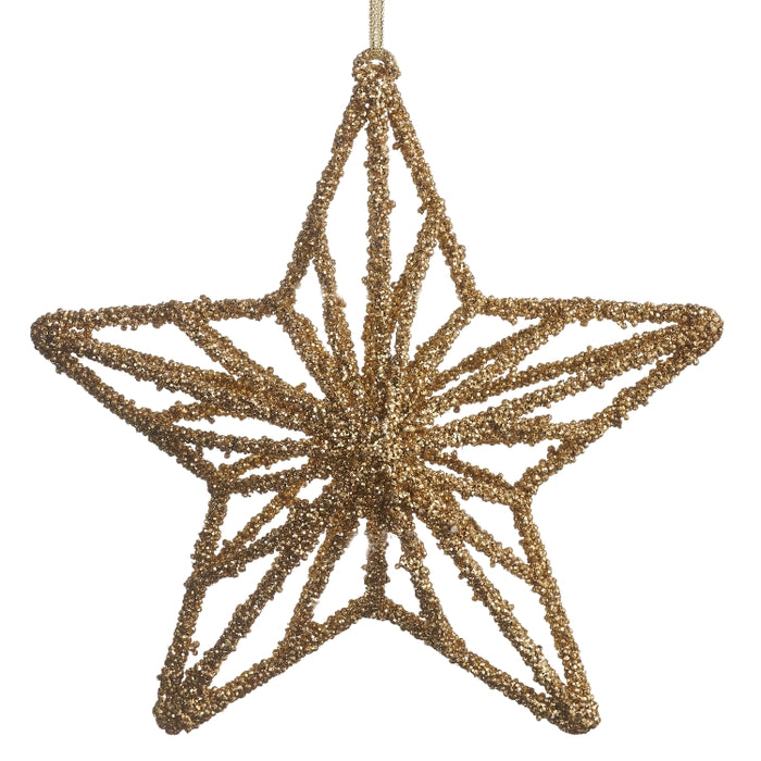 8" Gold Glitter Star Ornament