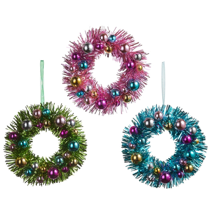 7" Tinsel Wreath Ornament