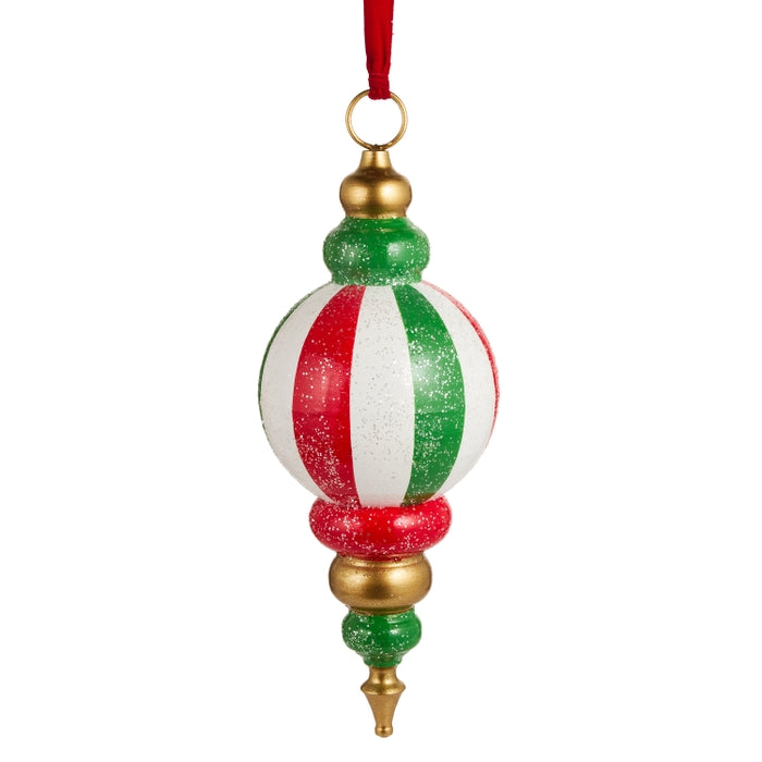 21.5" Red, Green and White Finial Ornament