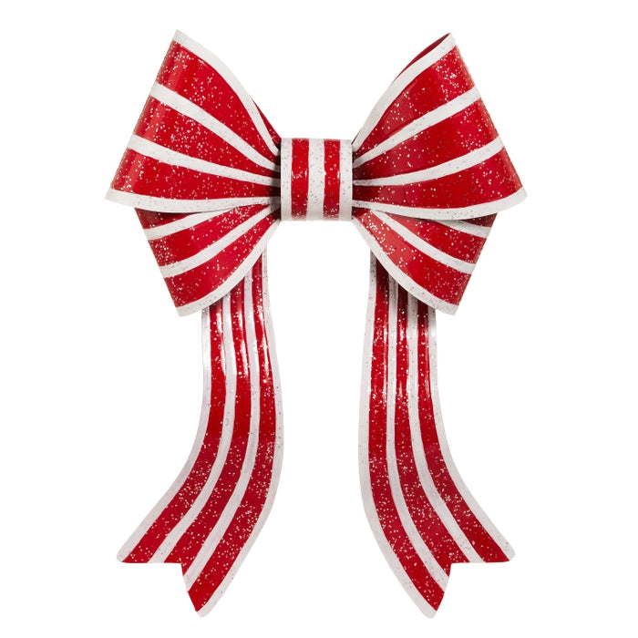 21" Red and White Stripe Bow