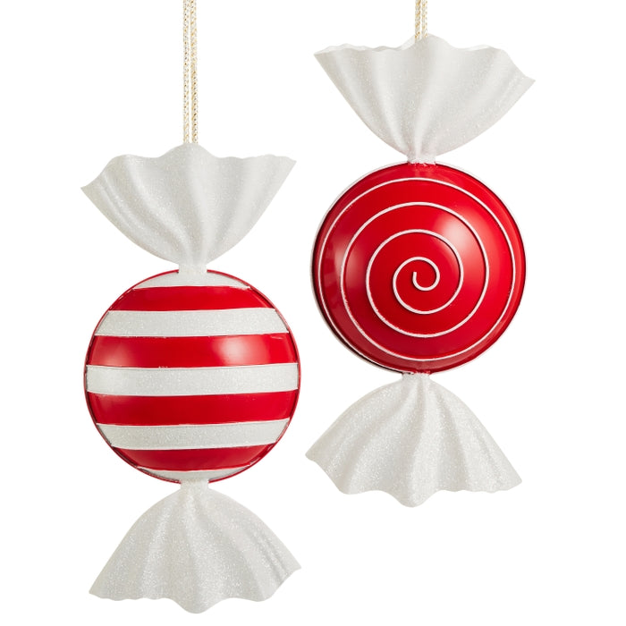 15.5" Red and White Candy Ornaments