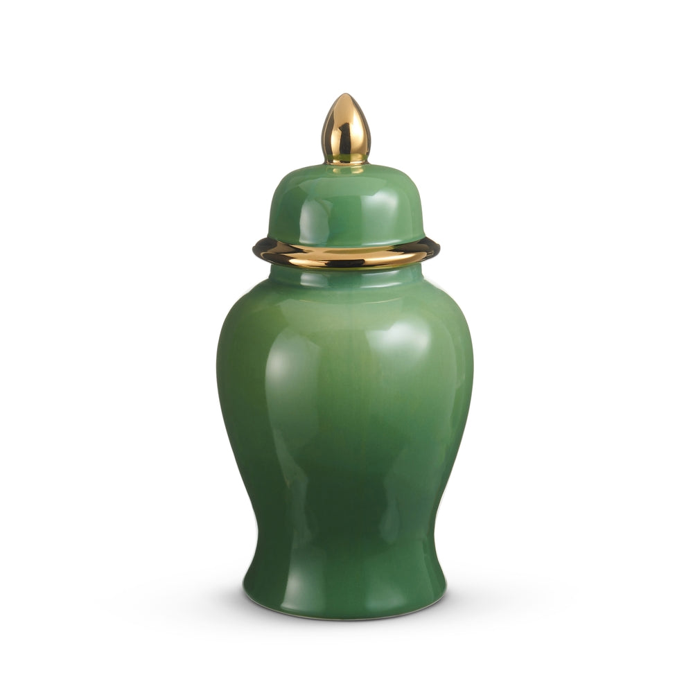 14.5" Green and Gold Ginger Jar