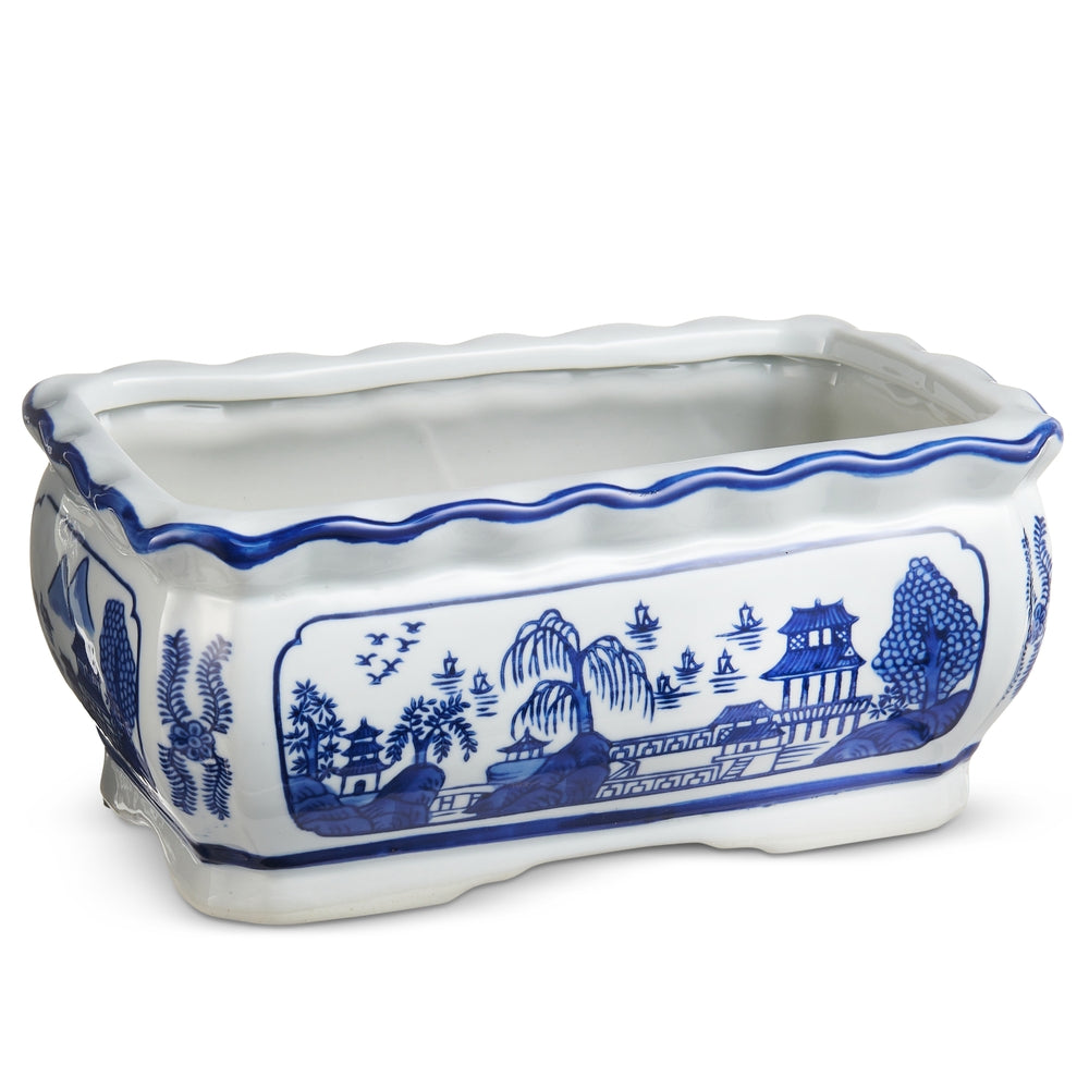 9.25" Blue and White Planter