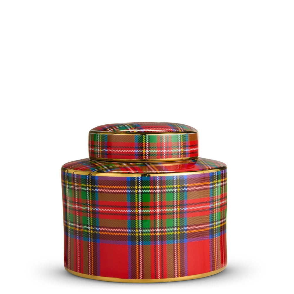 8" Tartan Plaid Decorative Jar