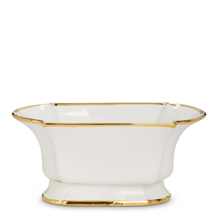 6" White  and  Gold Planter