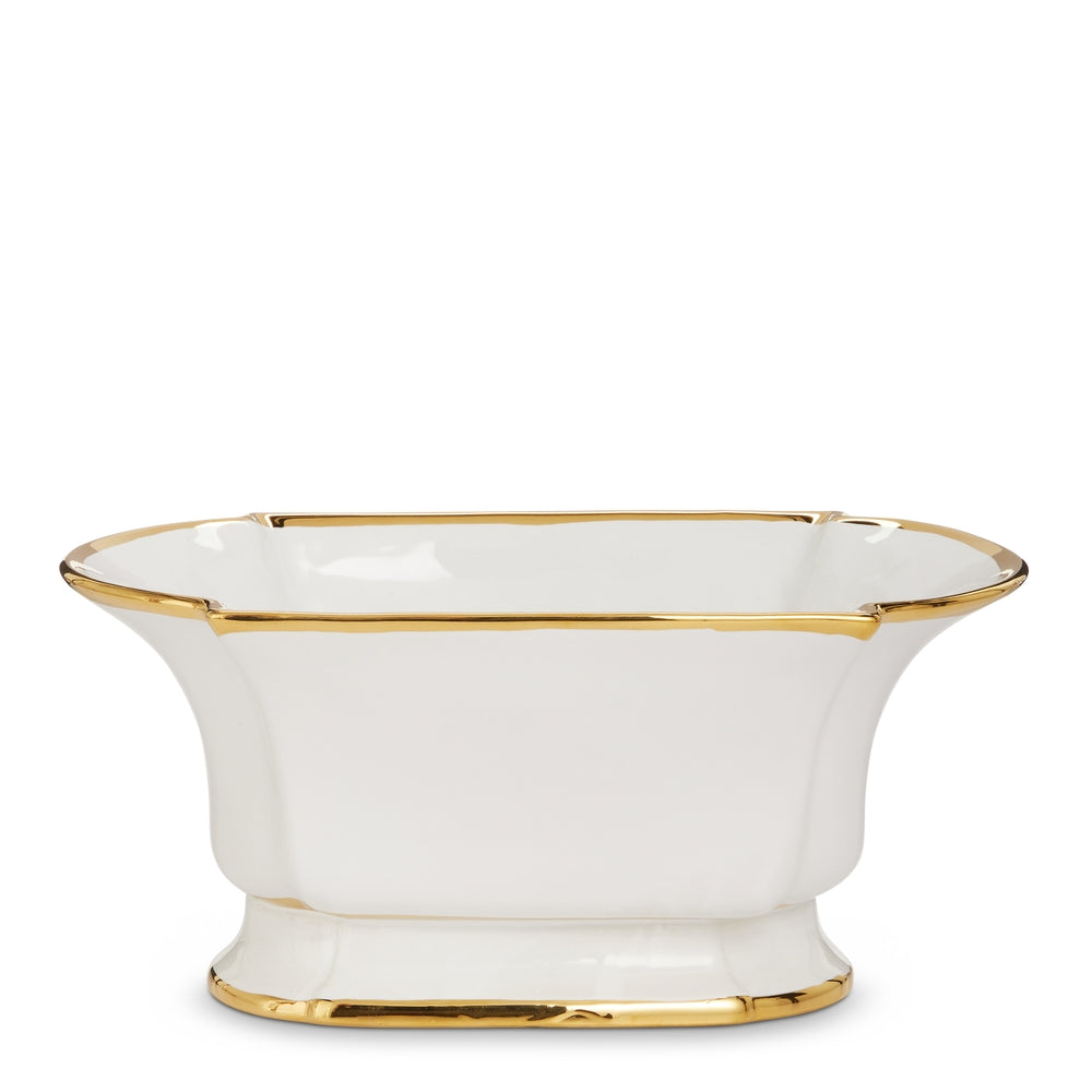 6" White  and  Gold Planter