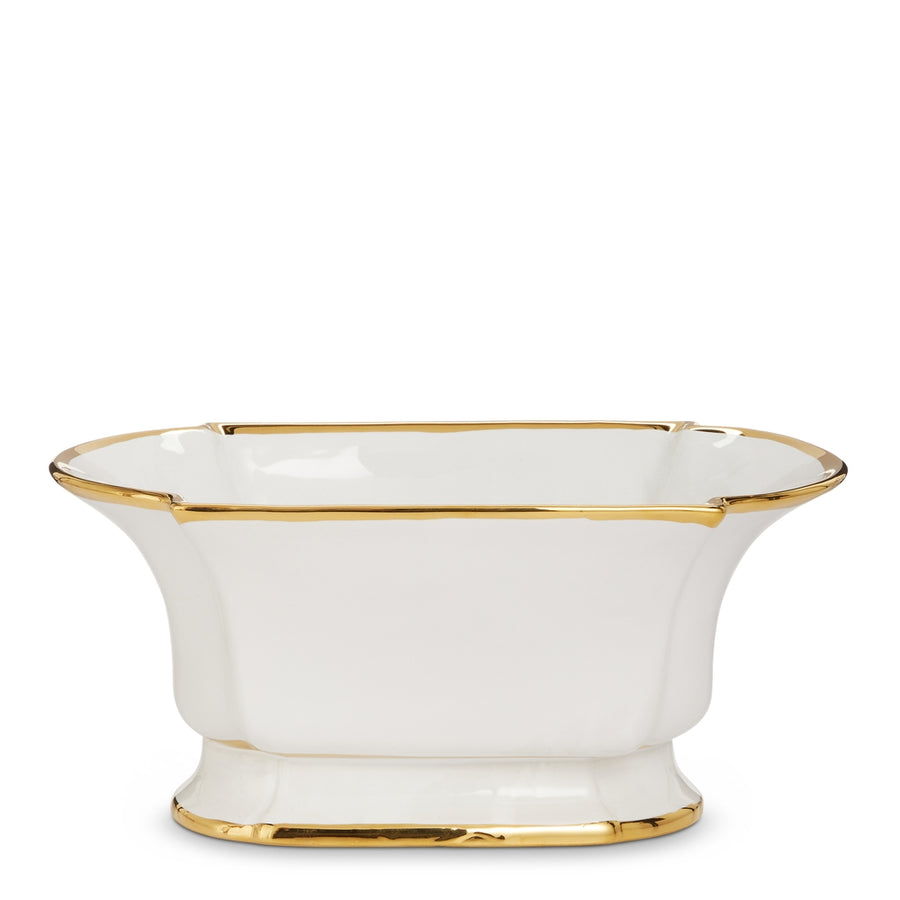 6" White  and  Gold Planter