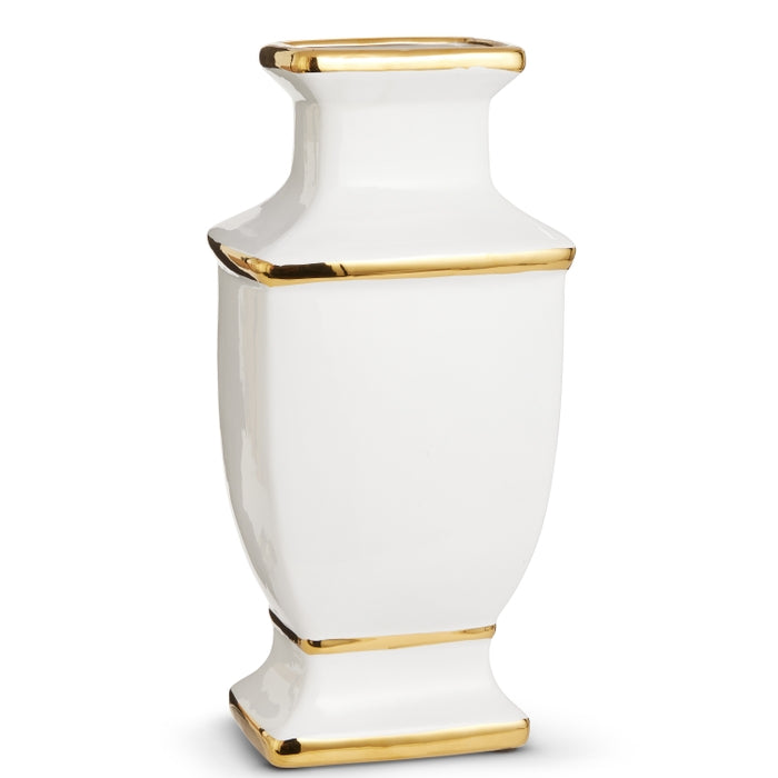 14.5" Gold and White Vase