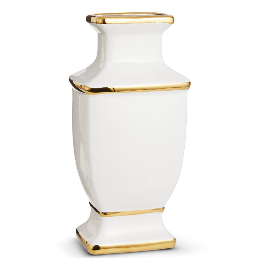 14.5" Gold and White Vase