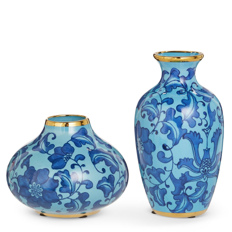 7.75" Dark Blue Floral Bud Vases