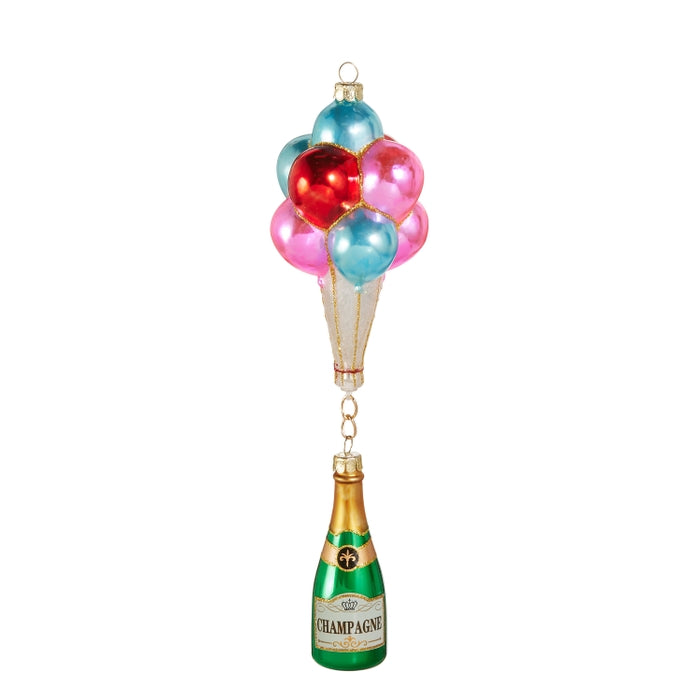 10.5" Balloons and Champagne Ornament