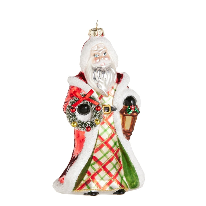 6.75" Plaid Santa Ornament