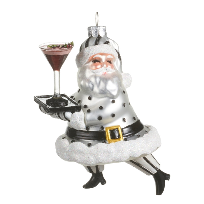 4.25" Espresso Service Santa Ornament