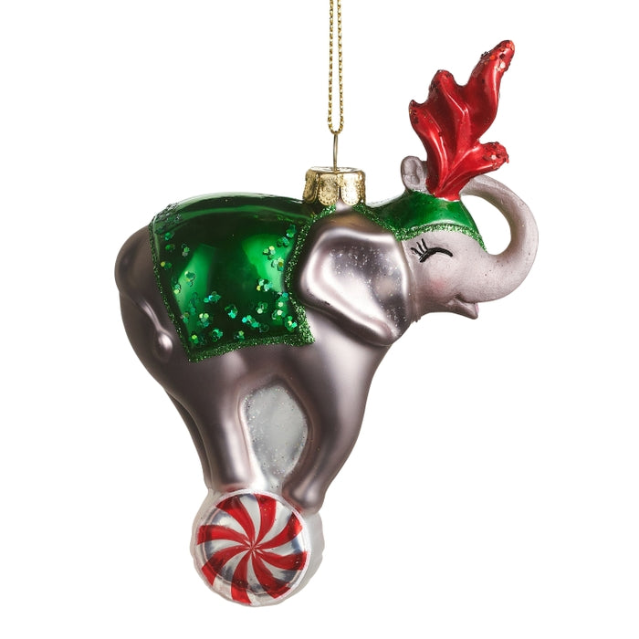 5.25" Holiday Circus Elephant Ornament