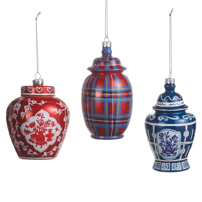 5" Dressed in Plaid Chinoiserie Ornament