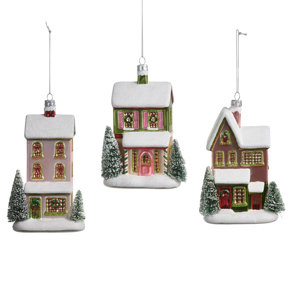 Snowflake Lane Ornament 6 Inch Pink Resin and Plastic