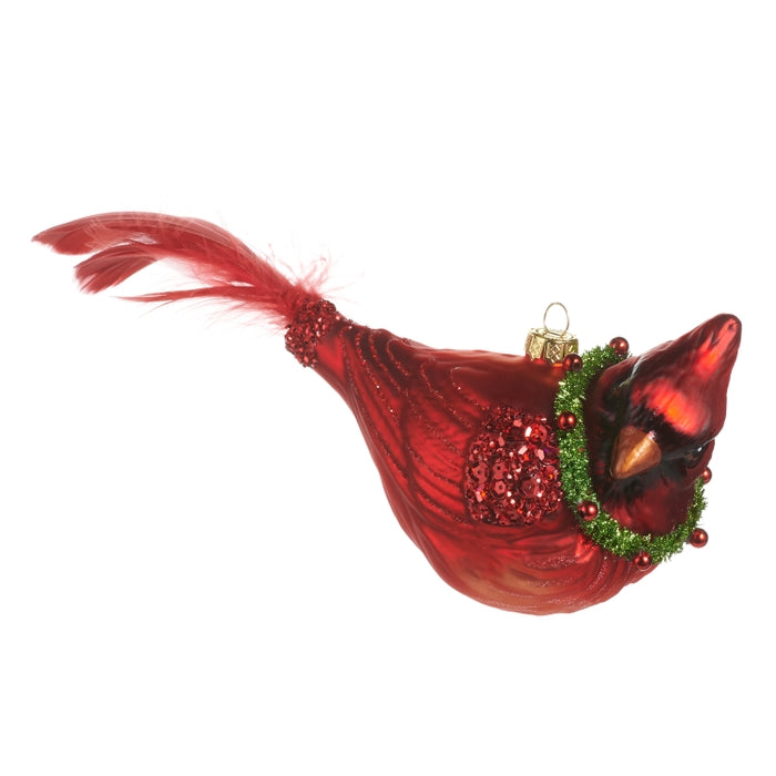 9" Cardinal with Wreath Ornament