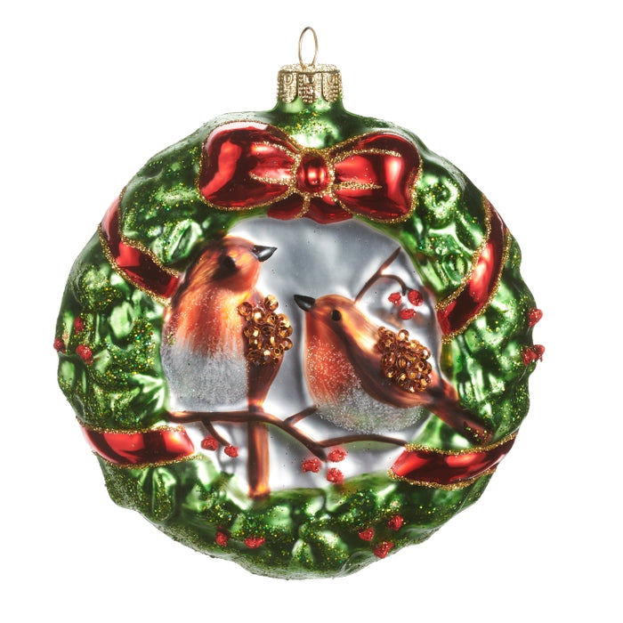 4" Wreath with Birds Ornament