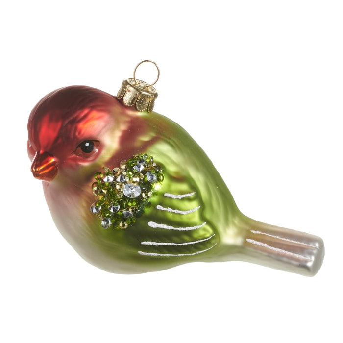 4" Red and Green Wren Ornament