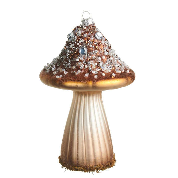 6.25" Brown Jewel Crusted Mushroom Ornament
