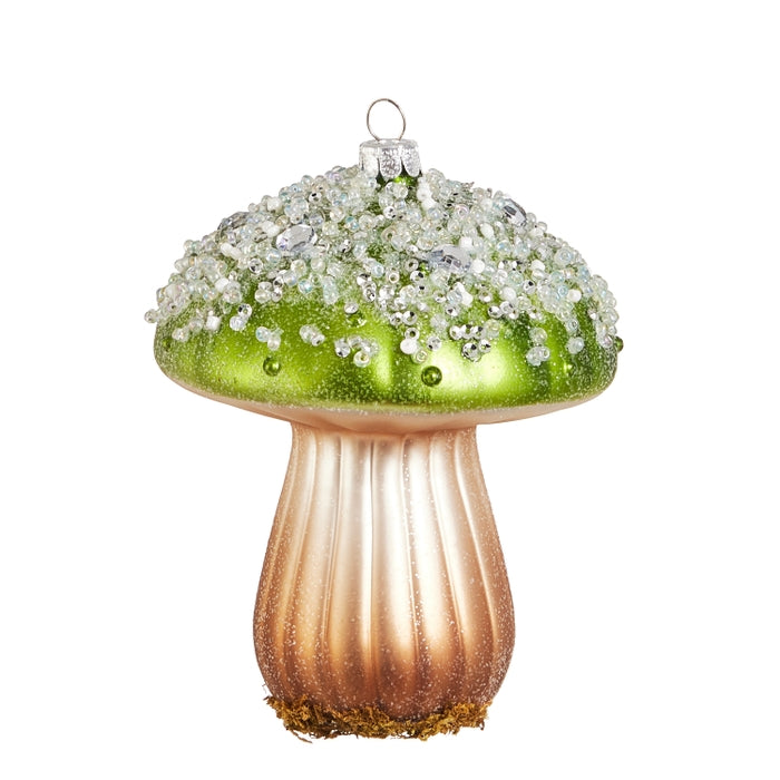 4.75" Green Jewel Crusted Mushroom Ornament