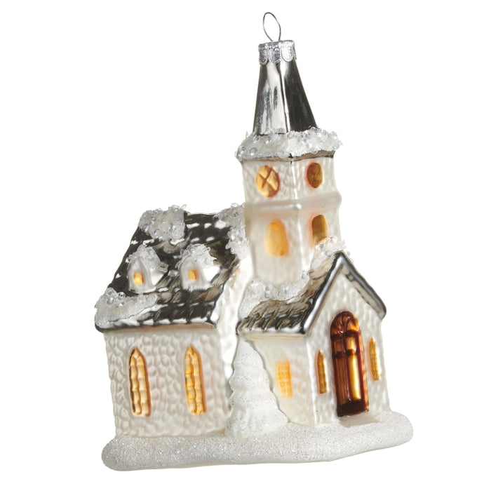 5.5" Snowy Church Ornament