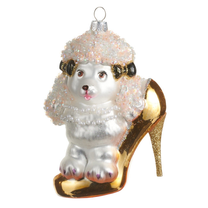 4.5" Poodle with Shoe Ornament
