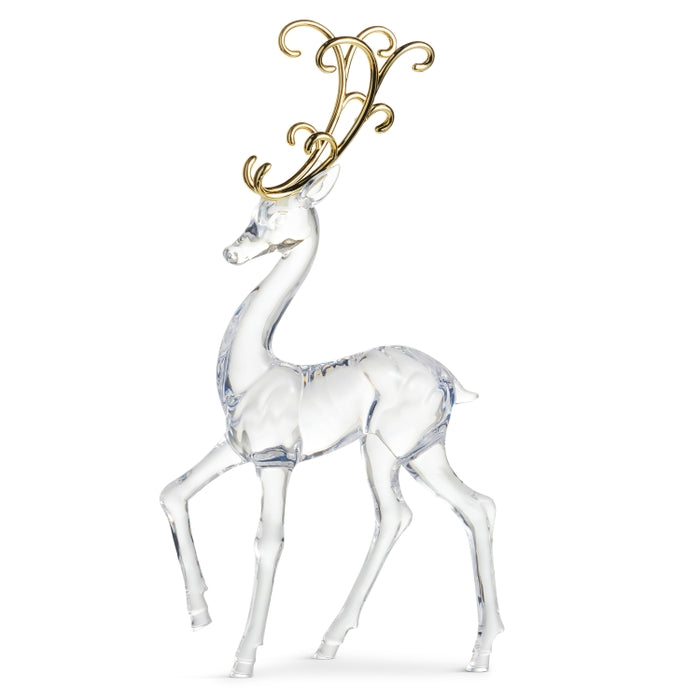 24" Clear Acrylic Reindeer with Gold Antler