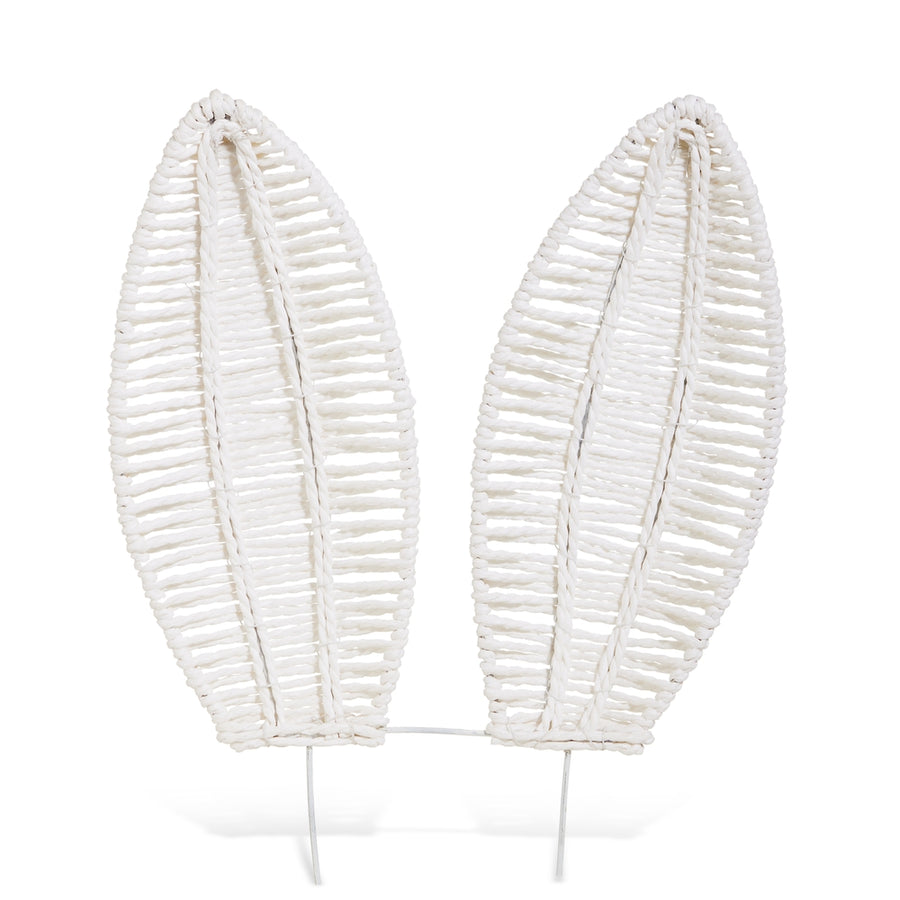 16" White Woven Bunny Ear Stake