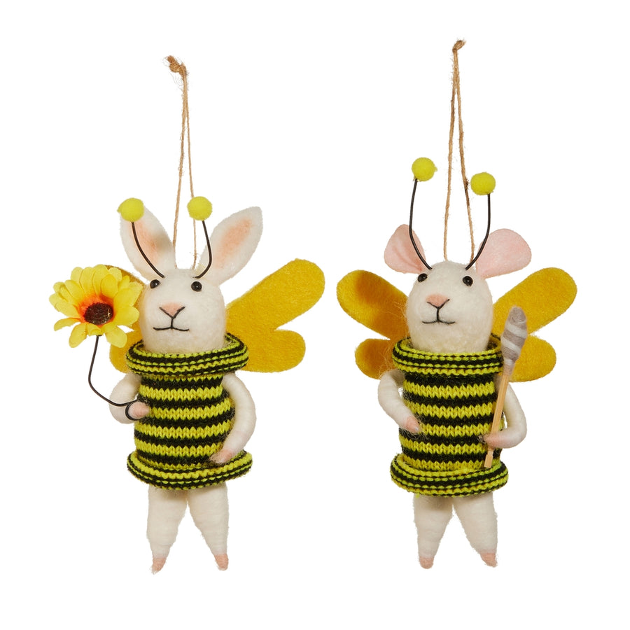 5.5" Mouse and Bunny Bee Ornament