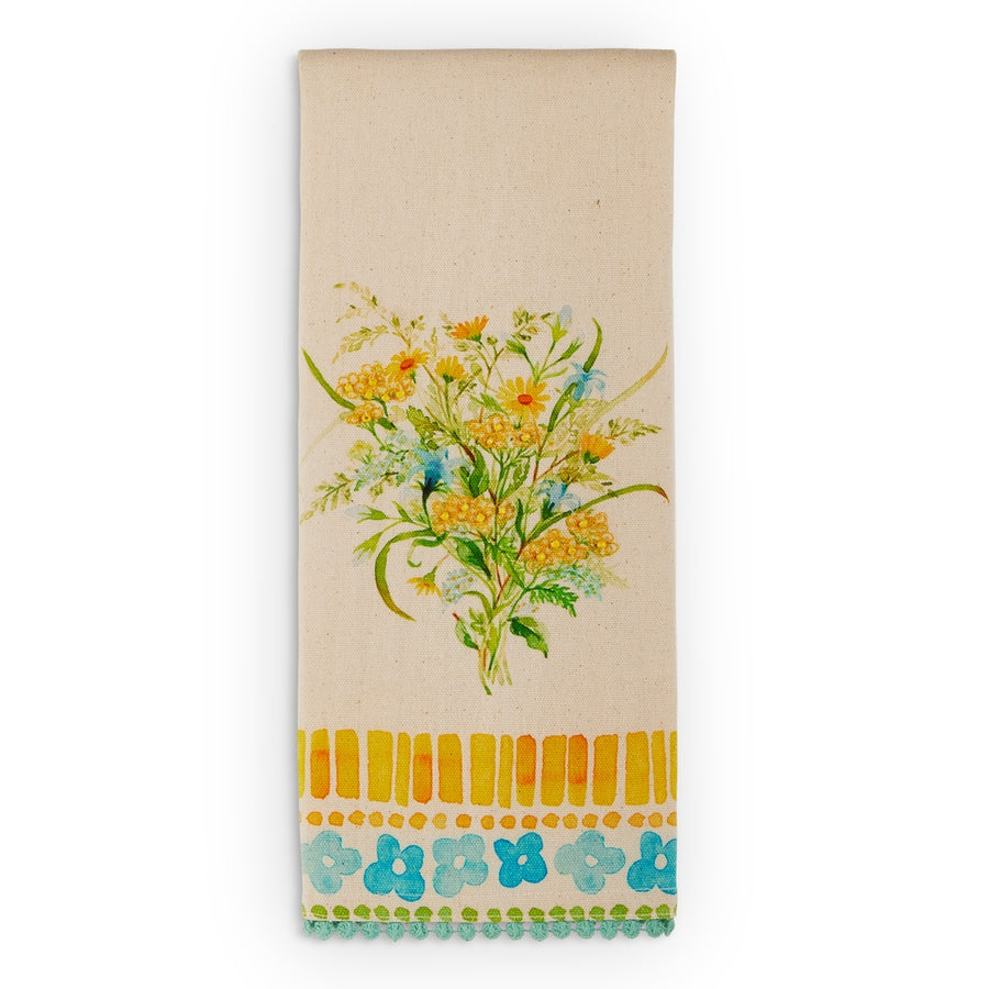 25" Floral Tile Tea Towel