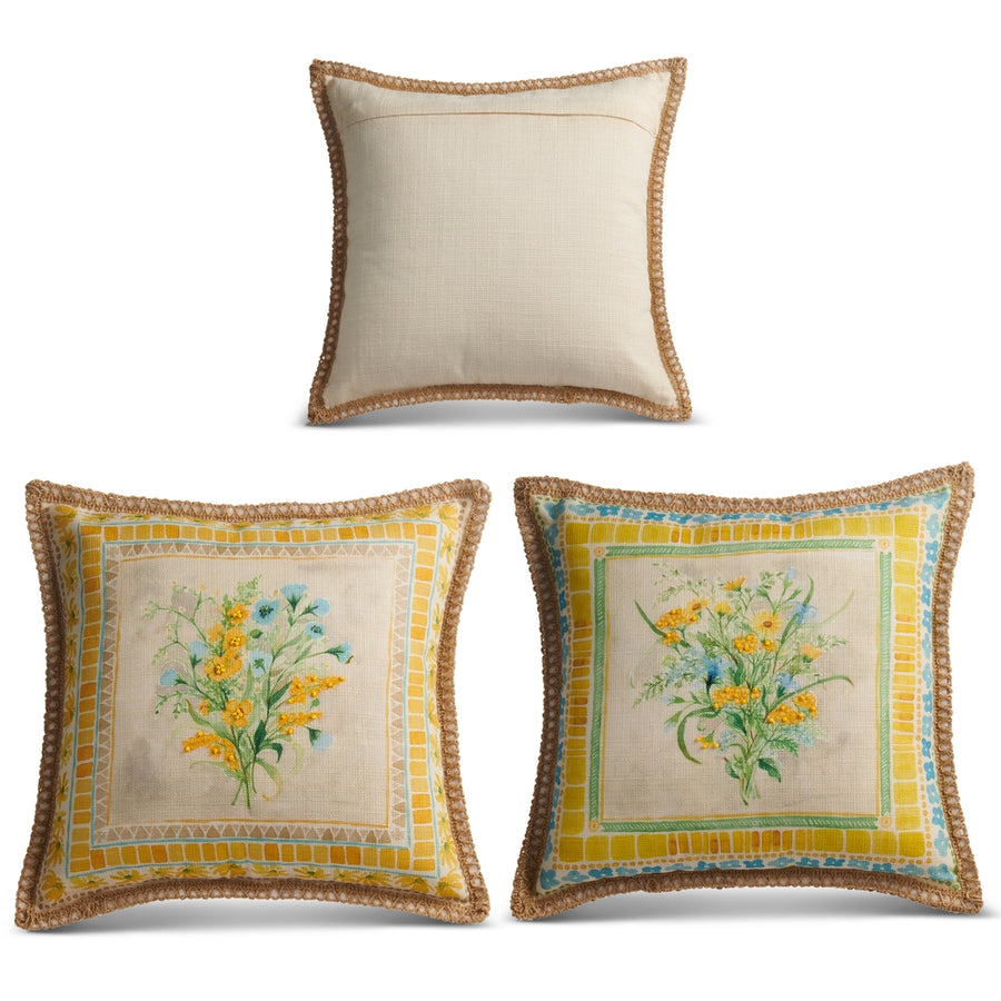 14" Floral Tile Pillow
