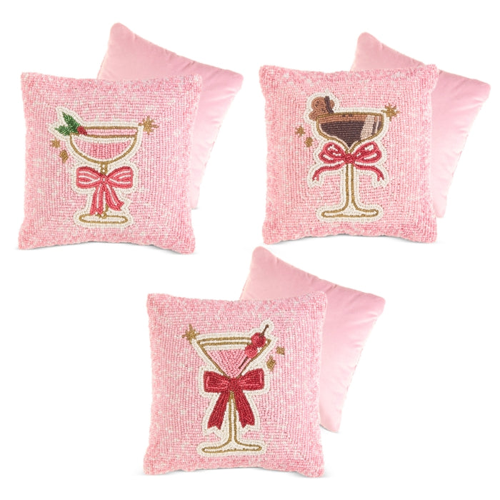 8.5" Everything Nice Cocktails Beaded Pillow