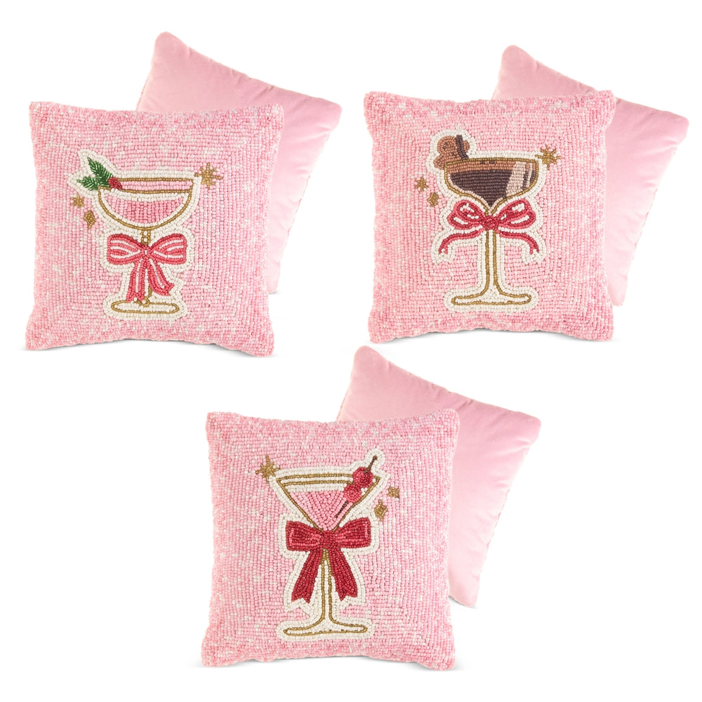 8" Everything Nice Cocktails Beaded Pillow