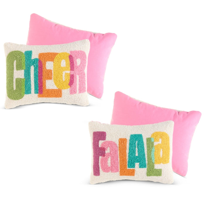Cotton Neon Glee Beaded Pillow 11 Inch Multicolor